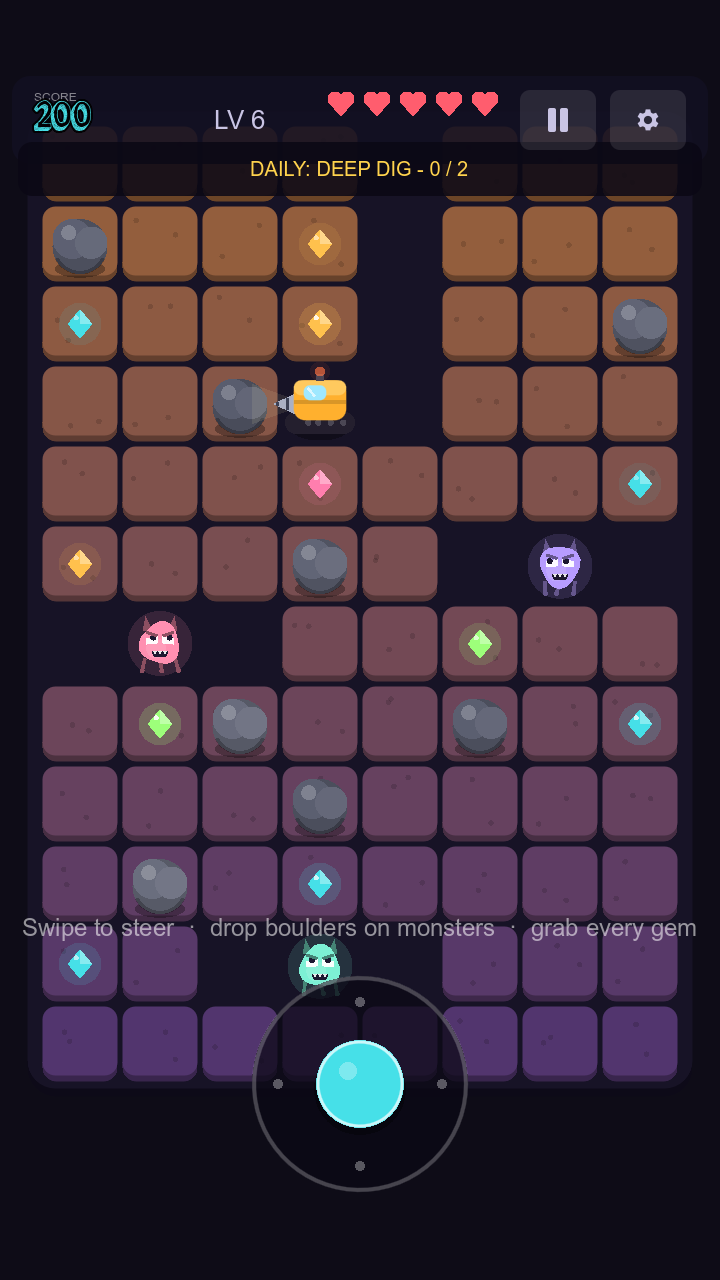 Kalot's underground tunnels filled with gems, boulders, and pursuing ghosts